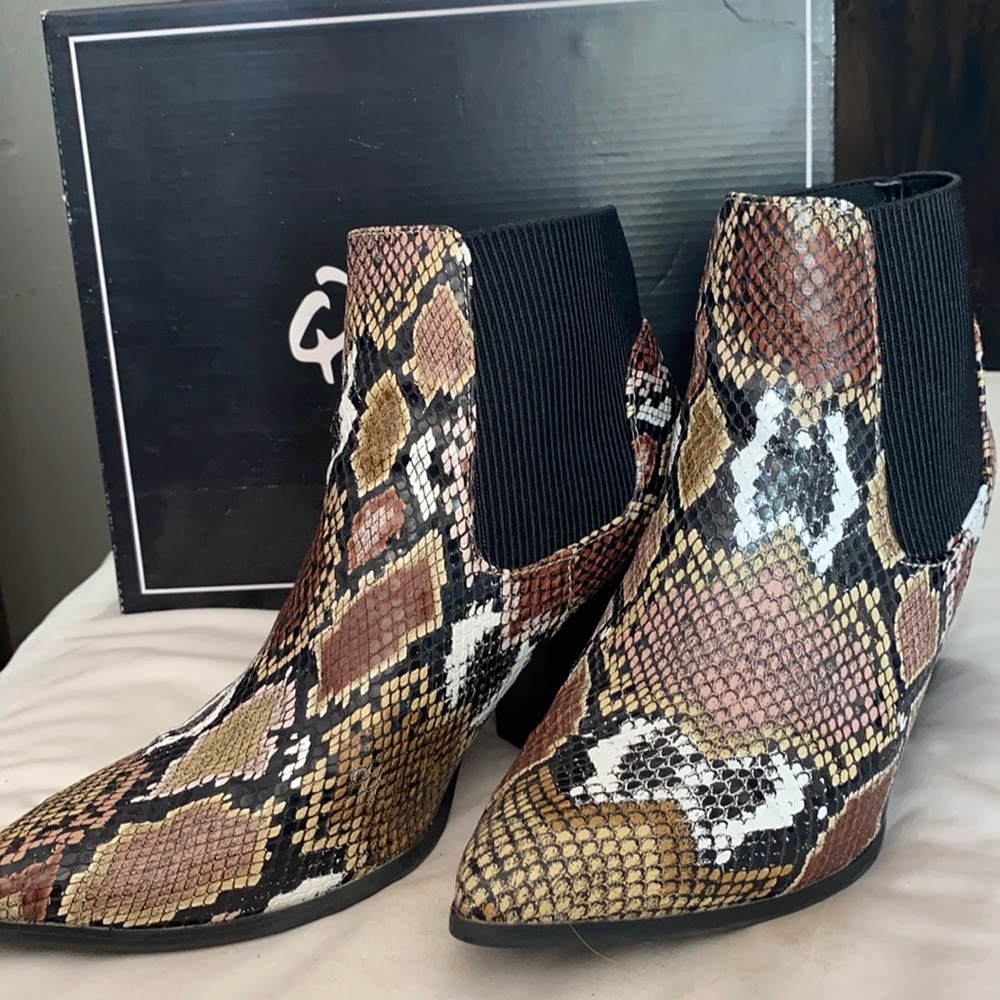 Snakeskin booties 9